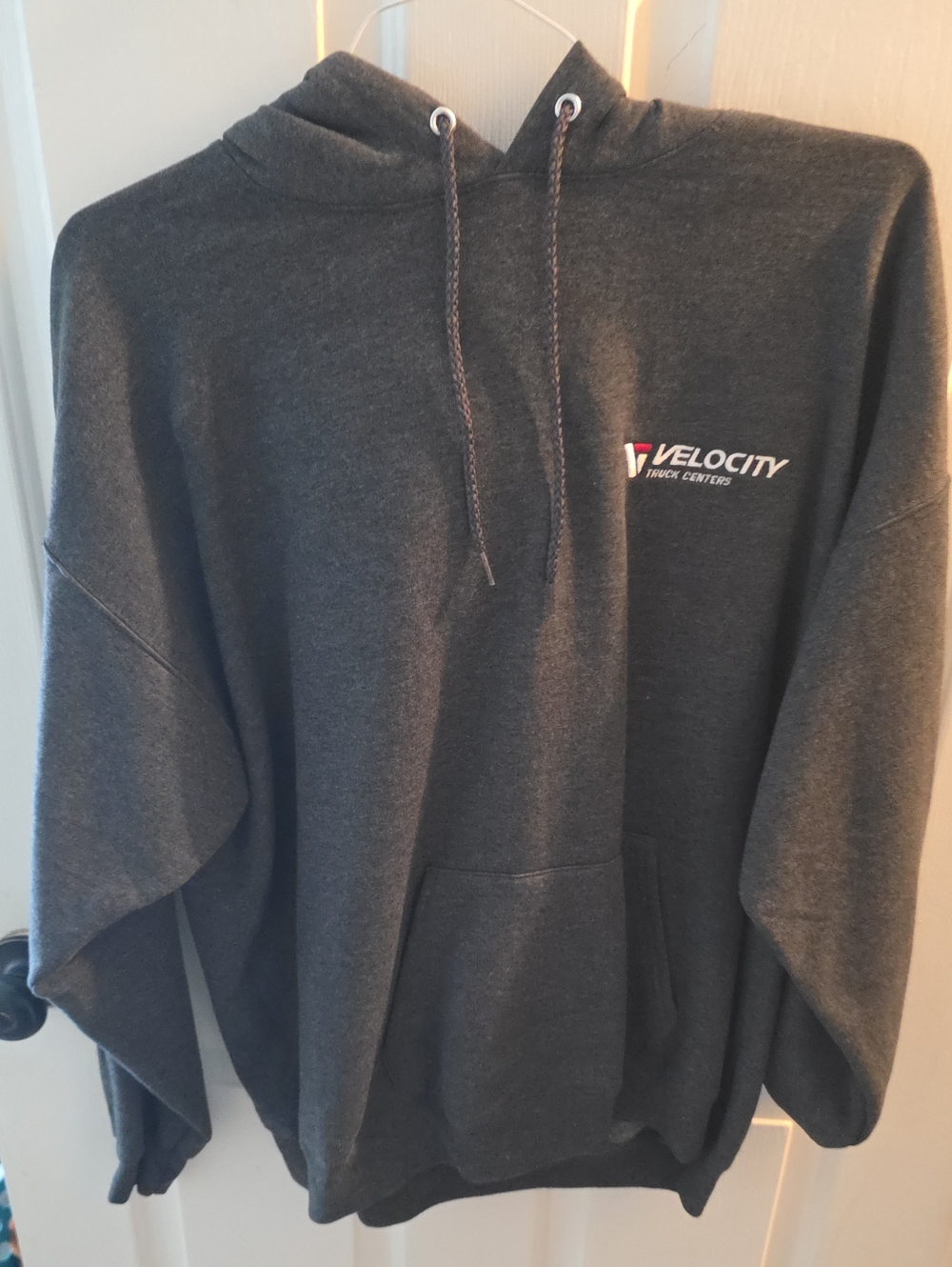 Velocity Dark Charcoal Crewneck Hoodie with Logo